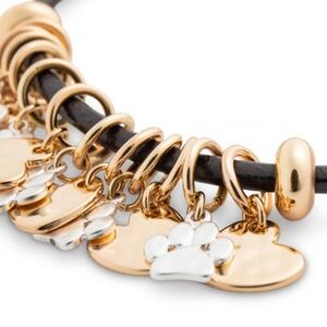 DEMDACO Pawprint and Heart Metallic Leather and Brass Charm Pet Bracelet